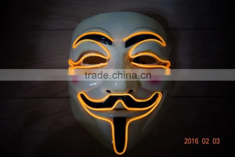 V for Vendetta el wire mask / EL wire halloween mask / EL WIRE Masquerade Face Mask