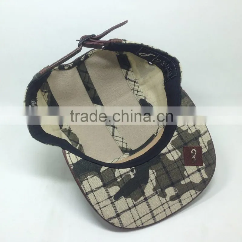 2016Custom Fashion 5 Panel Funny Plain Cowhide Snapback Cap