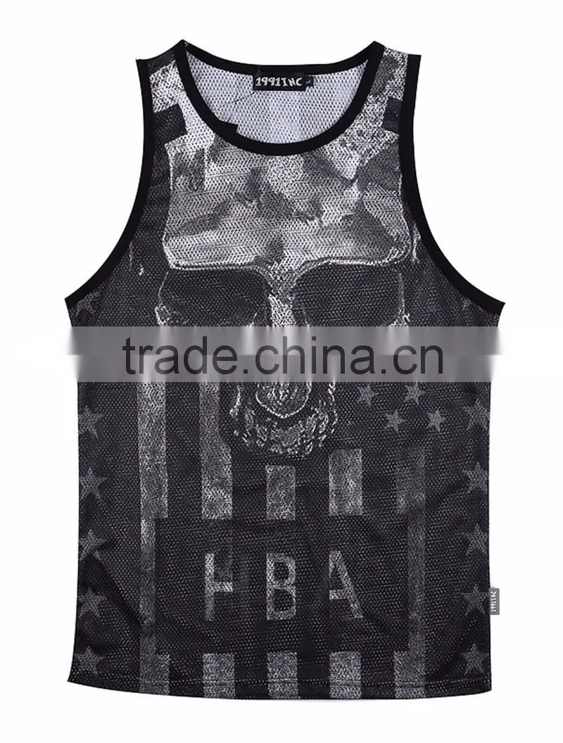 2016 new arrival Super stretch cotton men's tight vest sublimation vest for men with low price