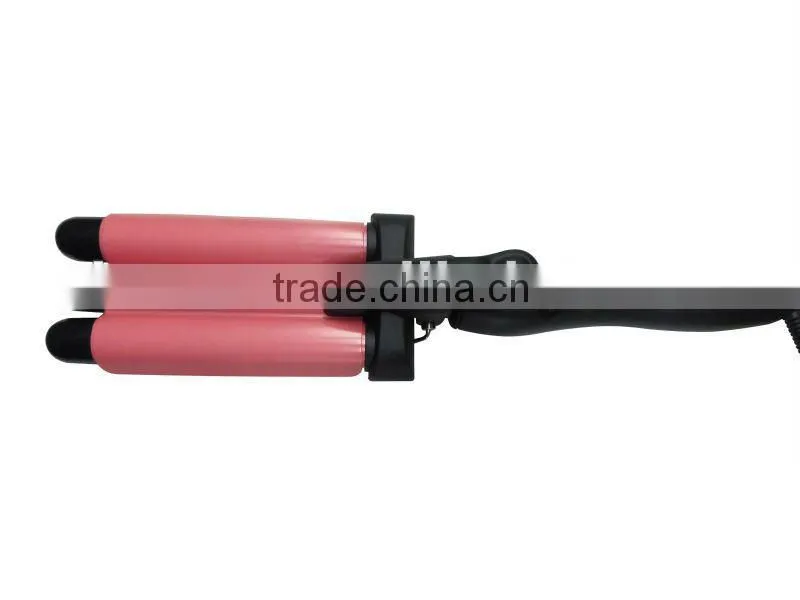 Professional LCD ceramic 3 barrel curling iron