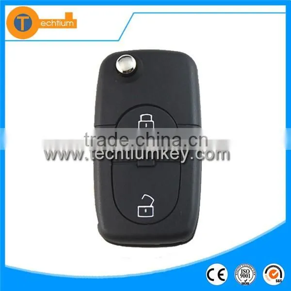 2 button folding key blank case fob with panic and logo flip car remote key cover case for vw jetta bora polo passat 3 4 5 6