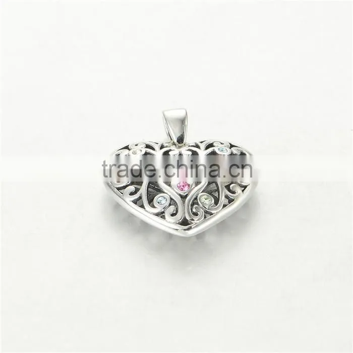 Colorful Rhinestone Jewelry Silver Heart Pendant