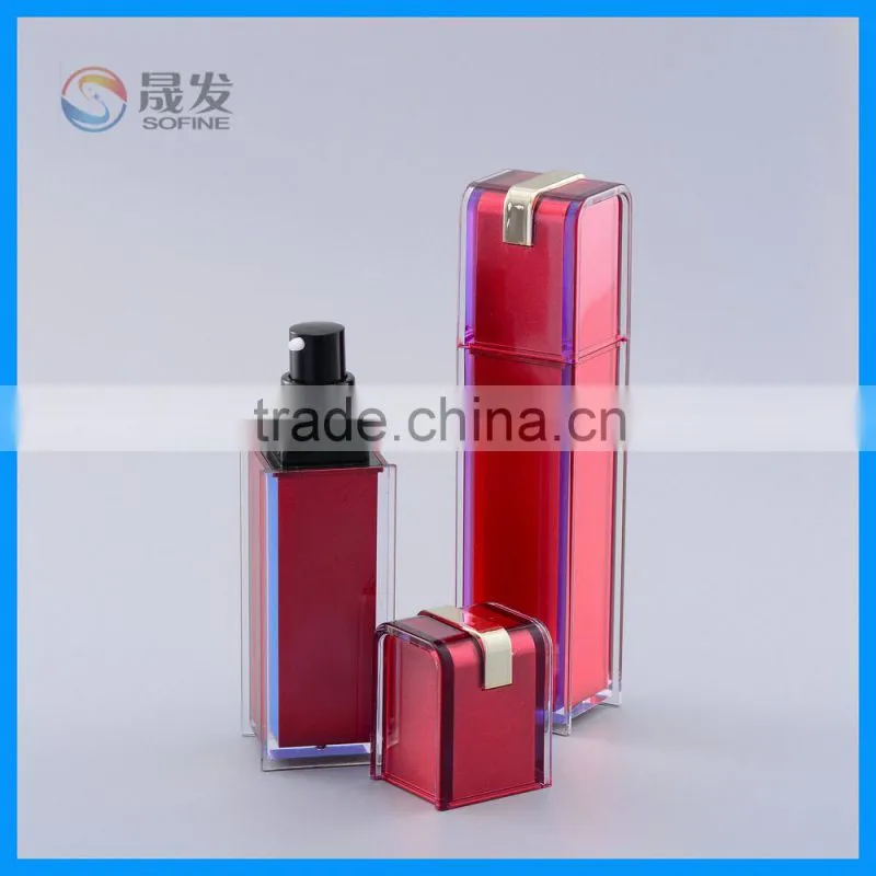 Square acrylic cosmetic lotion pump bottle