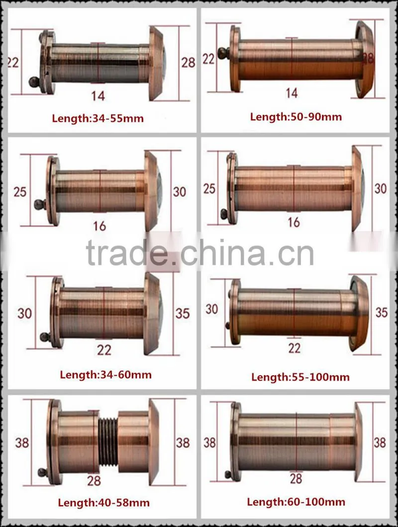 Good quality brass door viewer peephole glass lens