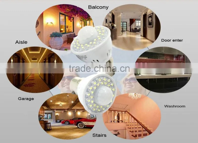 2016 high quality 1w 2w GU10/B22 mini gu10 led sensor light bulb