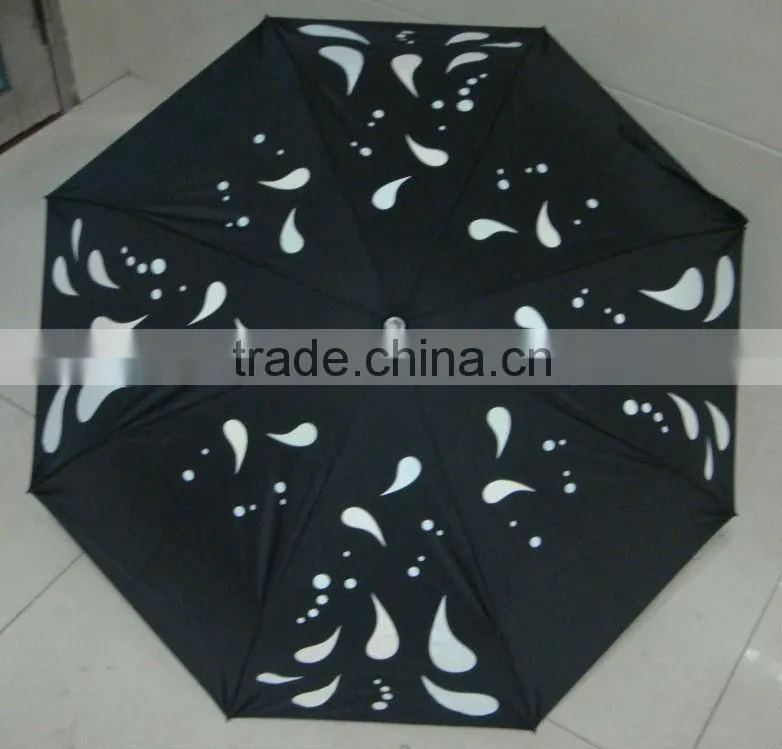 2017 New Beautiful Colorful Butterfly Printing Automatic 3 Fold Colour Changing Portable Umbrella