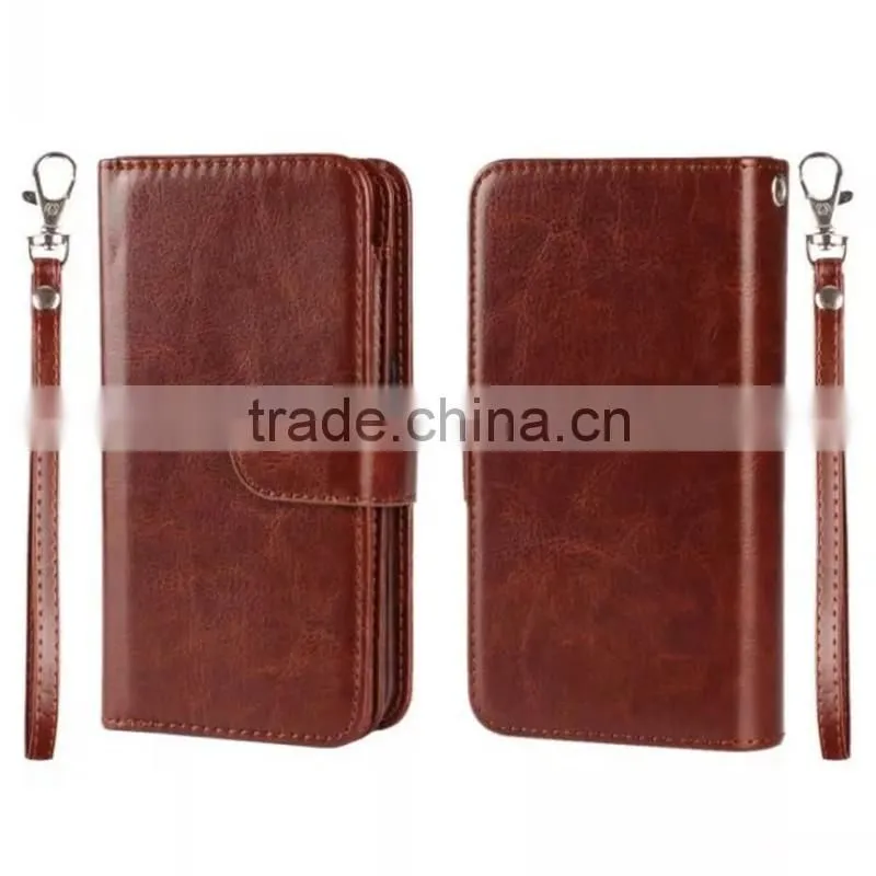 separable flip wallet leather phone case cover with lanyard card holders for iphone 7 6 6s plus 5s se for Coolpad catalyst
