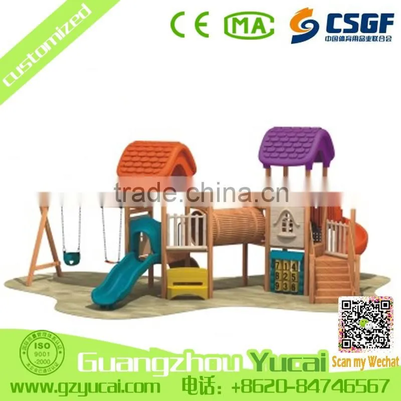 hot sale kids wood swing slides children outdoor playground equipment