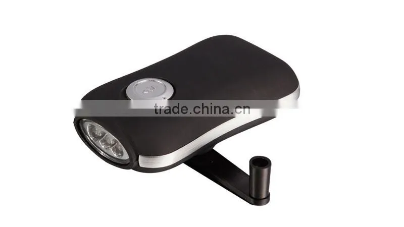 Colorful 3 led hand crank flashlight generator torch light