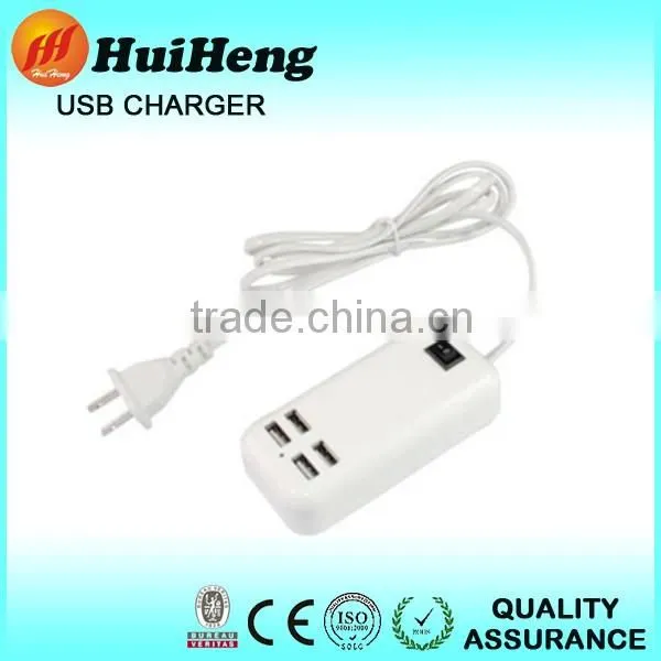 Hot-sales travel 4 port desktop usb wall charger mobile charger cable