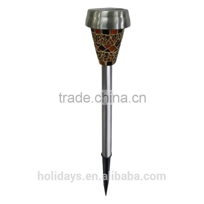H40cm Mosaic Border Stainless Steel Solar Garden Light Garden for Decoration Christmas Gift