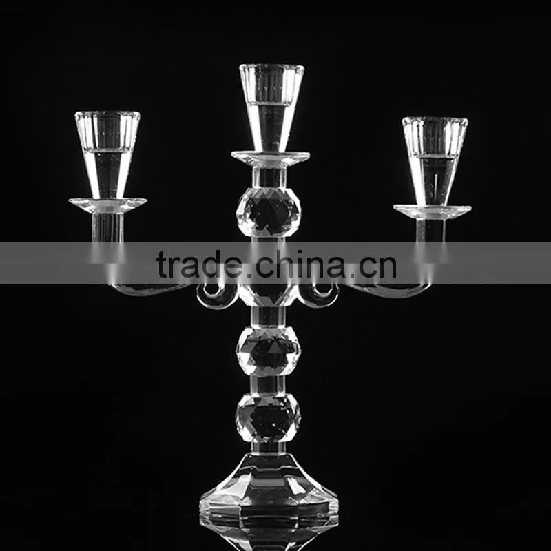 Elegant wedding centerpiece candle holder 3 arms crystal candelabra