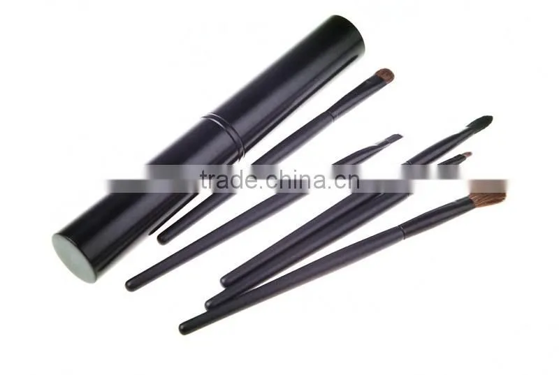 Newest 5pcs colorful makeup brush set with metal case packing,stock with free sample