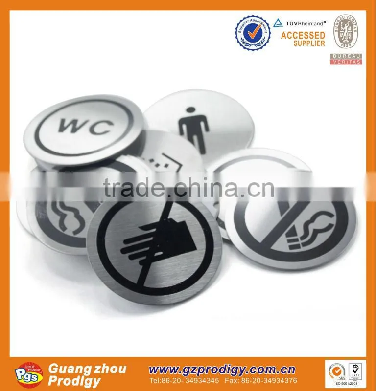 Stainless steel adhesive door plate/warning door signs in hotels