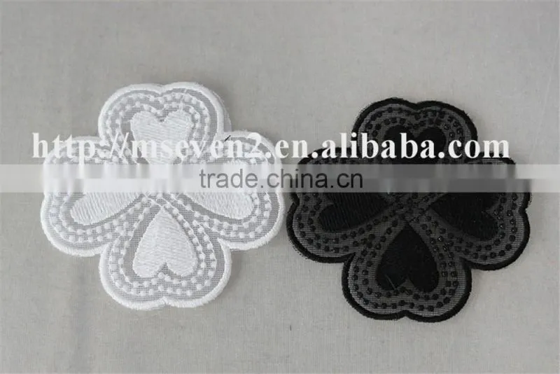 2016 newest design black and white embroidery neck lace neck patch flower pot stands designs
