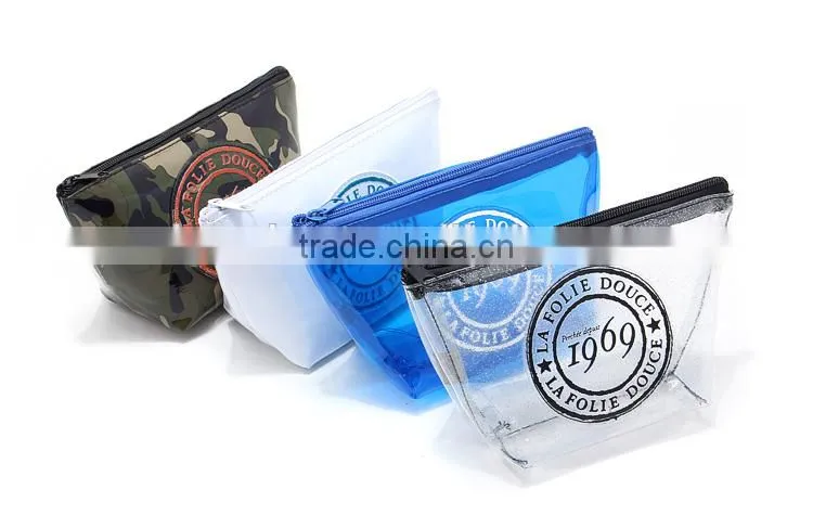 2015 new design promotional silk screen small clear PVC cosmetic bag