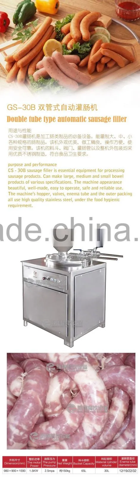 GS-30B Best Price Double Tube Type Automatic Sausage Filler Maker Making Machine