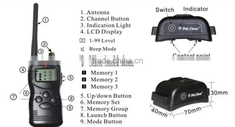 2015 hot sell 1000m remote dog training collar Multi-Dogs Training System