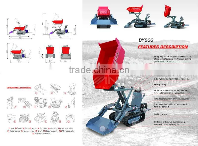 Mini loader Muck truck Power barrow Small dump truck BY800 with CE 800kg loading
