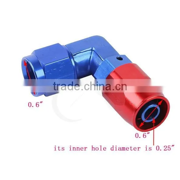 6-AN 90 DEGREE OIL/FUEL/GAS FLUID LINE HOSE END FITTING SWIVEL ALUMINUM ADAPTER