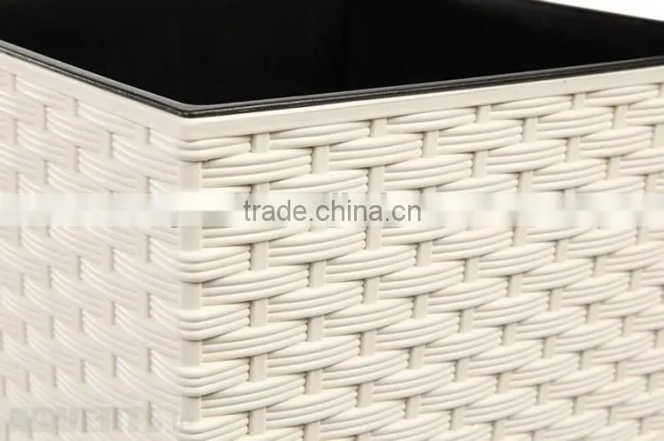 Wholesale elegant white resin wicker decorative indoor plant pots