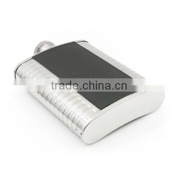 High quality 4 to 7 oz black twill leather hip flask accept OEM