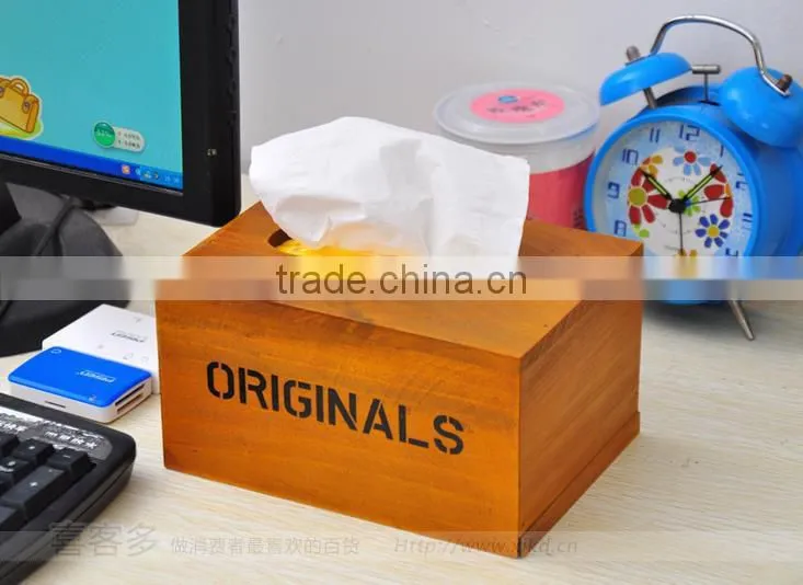 Solid wooden tissue box
