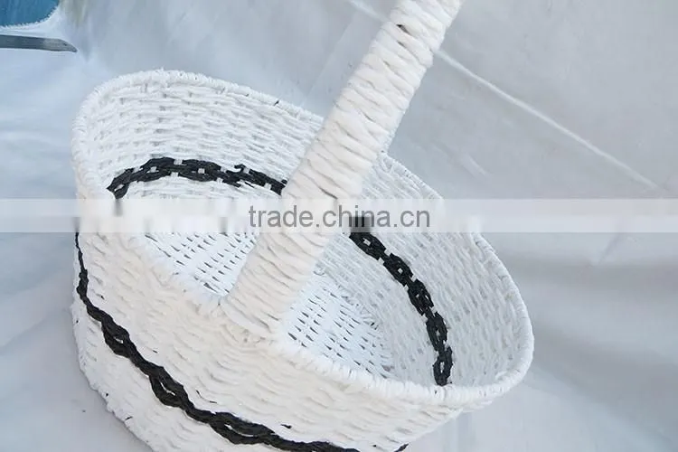 Set 3 cheap paper rope handmade strong white empty gift basket
