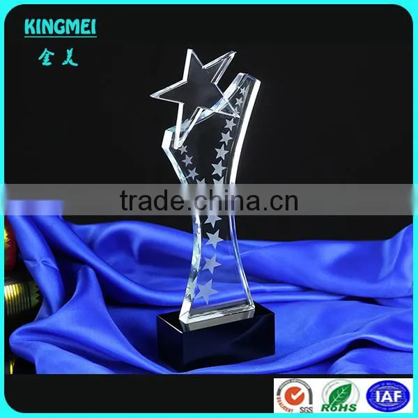 Kingmei crystal star head award K9 crystal trophy cheap glass blank trophy
