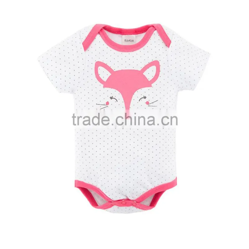 Fashion Fox Style Girl Rompers Short Sleeve 100% Cotton Newborn Baby Clothes Wholesale