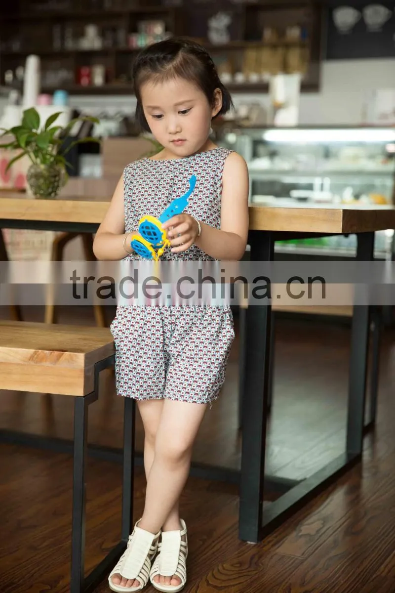 new fashion girl sleeveless set chifon blouse set for baby girl printed flower dress jumpsuit