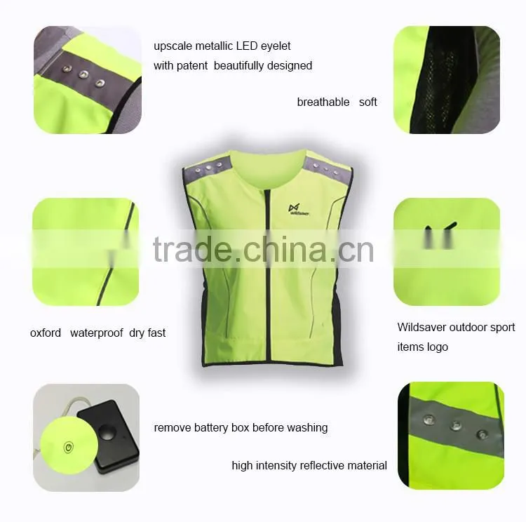 LED mesh cool night sports walking cycling reflective safety hi vis vest