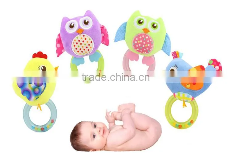 Colourful Circle Baby Plastic Ring Rattle Insert Teether Toy For Gift