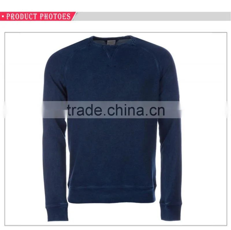 New design V stitched raglan design 100%cotton mens crew neck sweat
