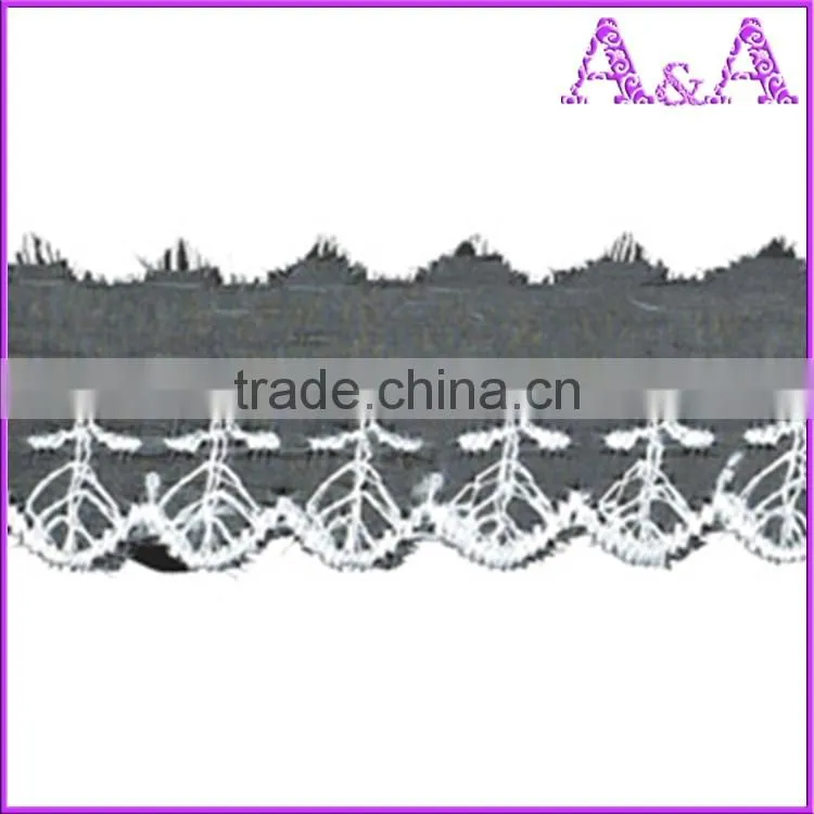 Swimming wear use black embroidery Organza ribbon lace