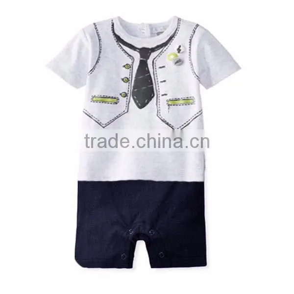 summer short sleeve flat angle baby romper with necktie