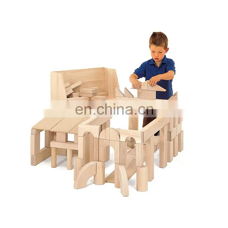 High Quality Early Educational Toys Unit Blocks Solid Wooden Funny Sets