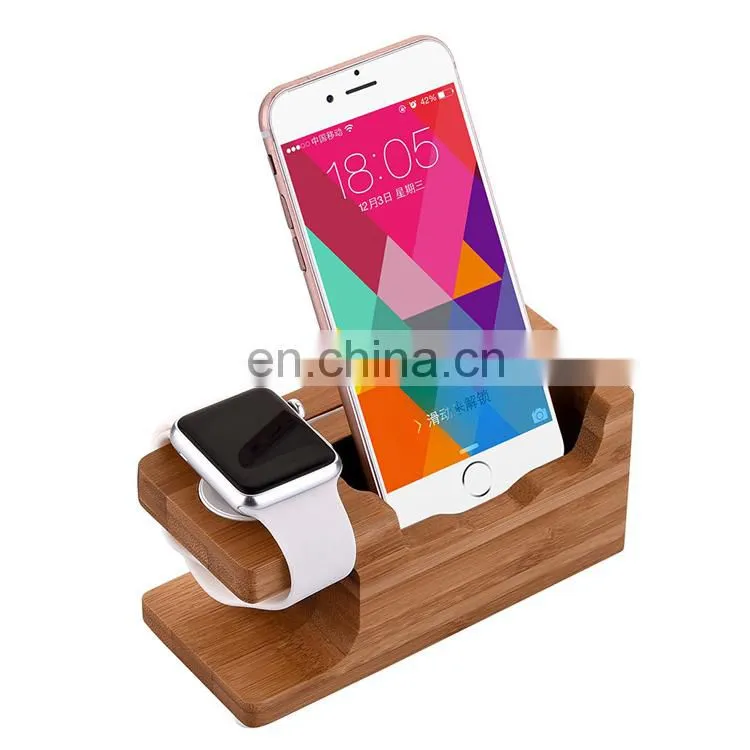 Best quality wood office gift hanging watch holder wood cell phone stand with custom design