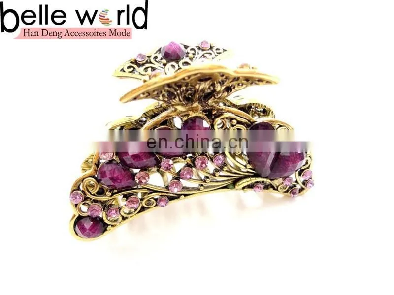 Europen Retro Metal Rhinestone Jewel Hair Claw Clip