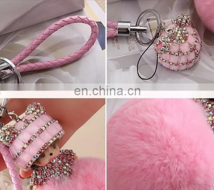 Factory wholesale multicolor rex rabbit fur monchichi with cheap price