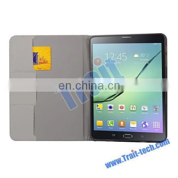 Beautiful Lotus Pattern Card Slots Flip Stand TPU+ PU Leather Case for Samsung Galaxy Tab S2 8.0 T710