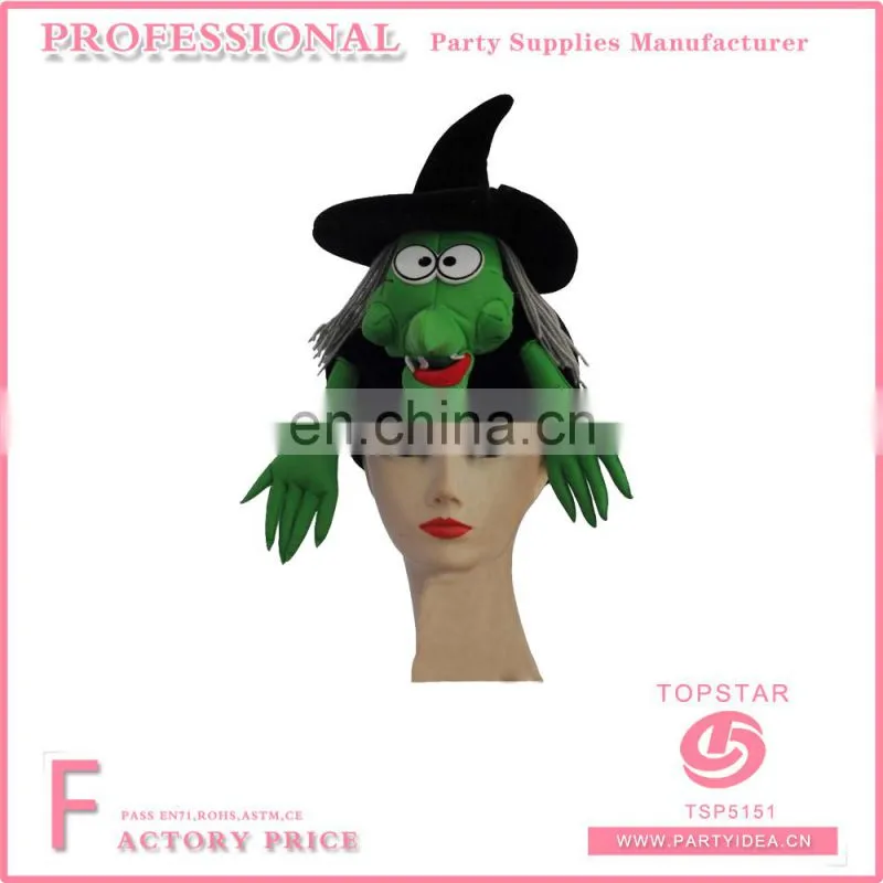 Sequine strange shape halloween hat with red big plush fabric decorated horn for festival