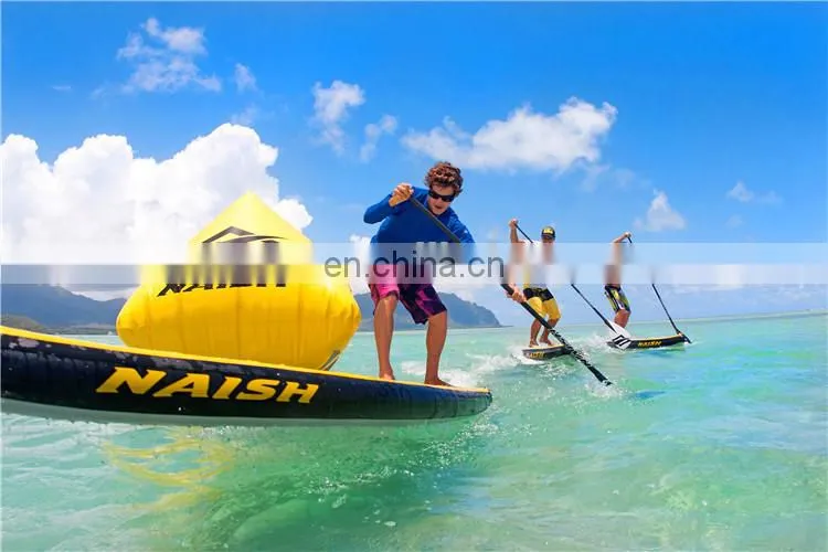China customized yellow triangle swim floating advertising inflatable buoy for sale