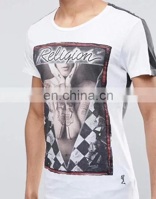 2016 Wholesale custom high quality tshirt 95% cotton 5% spandex men printed t shirt