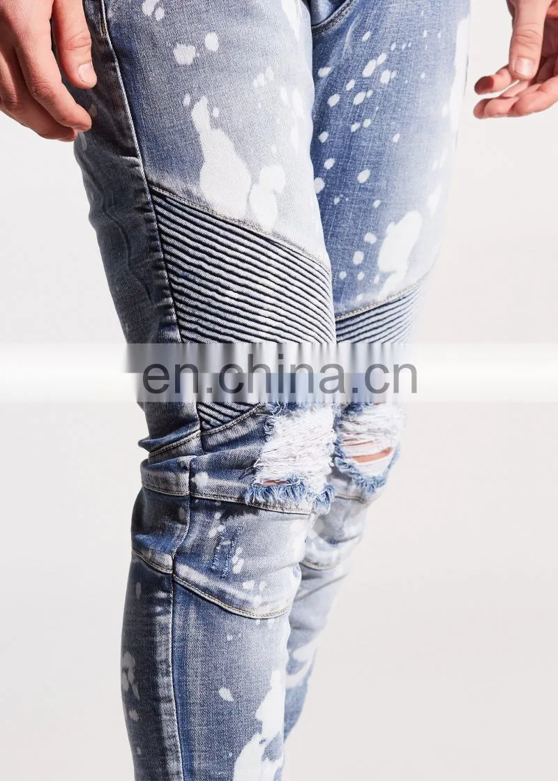 DiZNEW Custom Patchwork Unbranded Ripped Skinny Jeans For Men