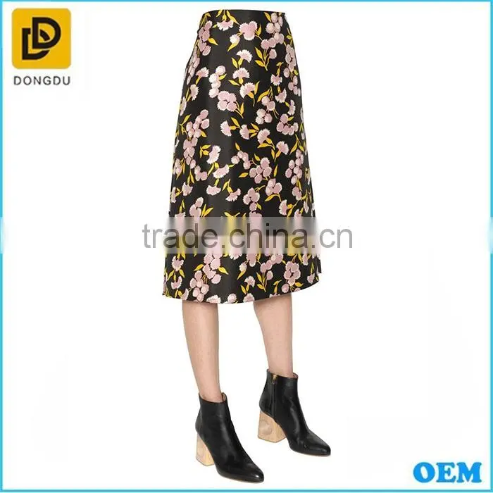 Alibaba dress factory flower printing silk long skirt for young ladies