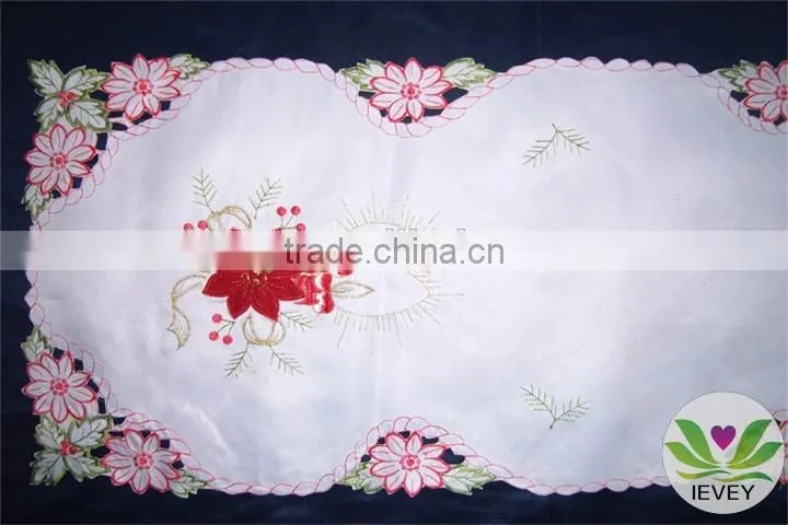 New arrival high quality table cloth embroidered table cloth wedding tablecloth christmas design fabric tablecloth