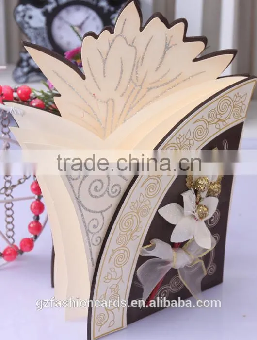 2016 Novelty Products Indian Wooden Wedding Invitation Cards with Flower