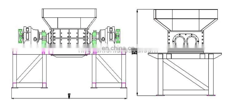 metal chips car tire double shaft dual spindle shredder factory