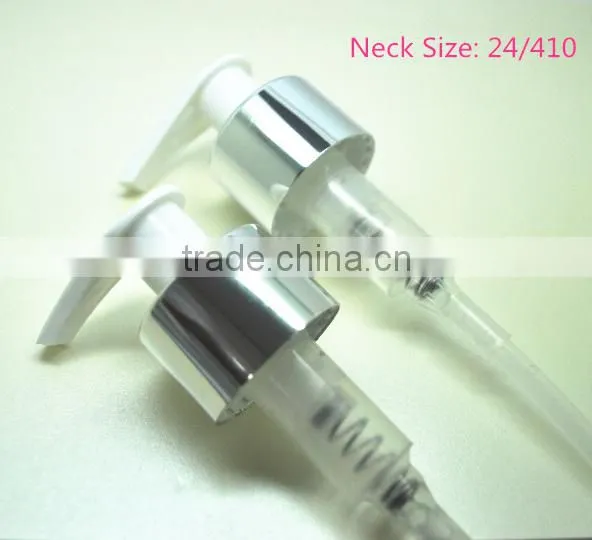 24/410 shiny silver screw neck lotion pump, cosmetic cream pump